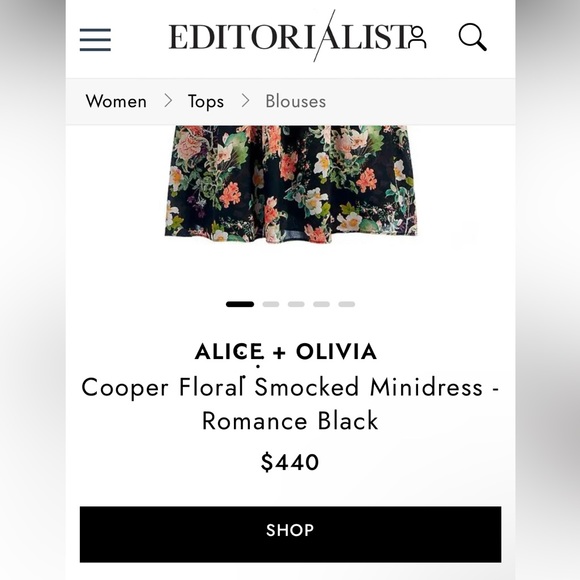 Alice & Olivia Cooper Floral Smocked Minidress 8 - Picture 3 of 8